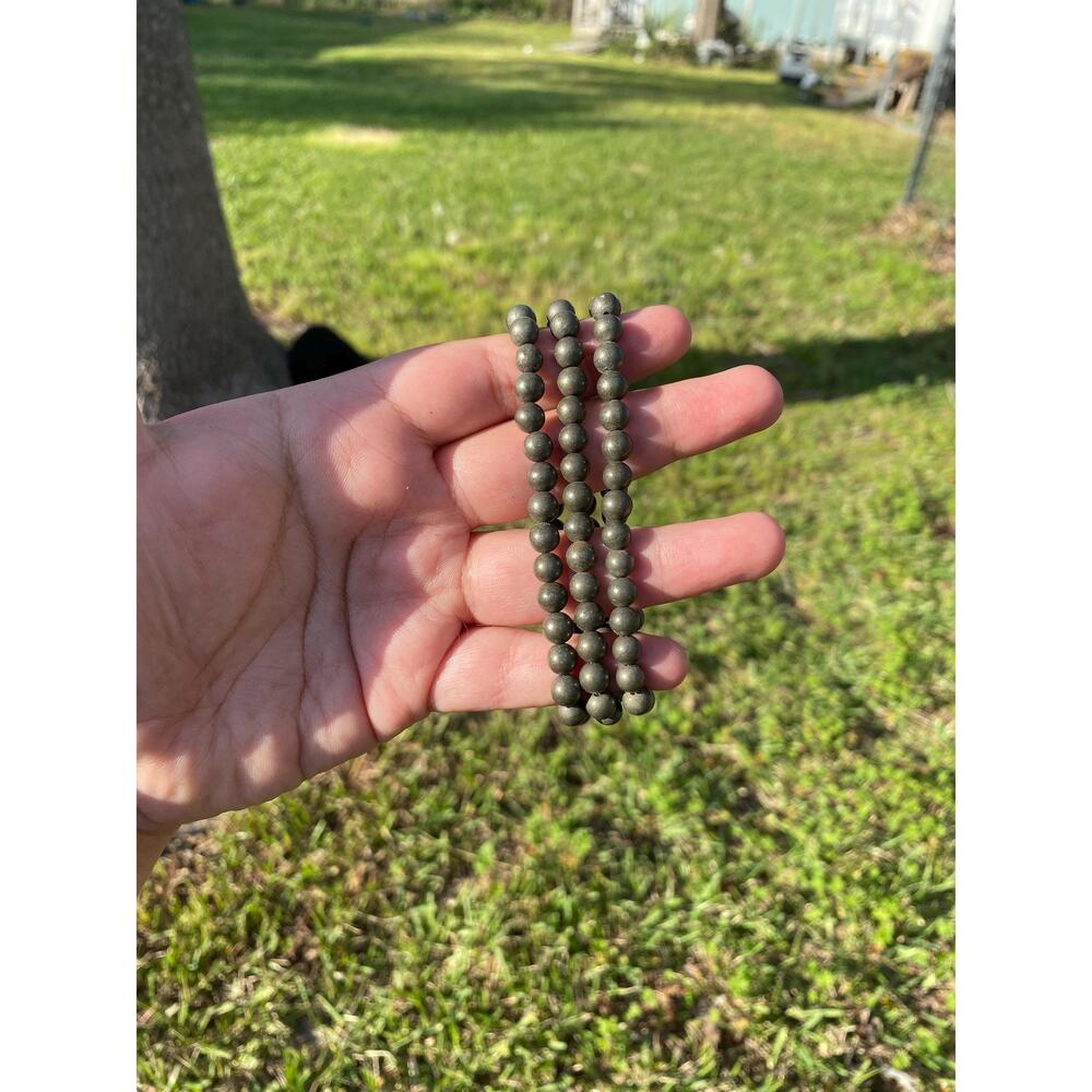 6 mm Pyrite Beaded Bracelet
